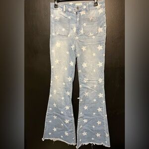 (Not juniors) Women’s bell bottom jeans with star print